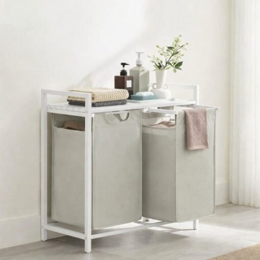 Bragg Austin Laundry Basket with Two Removable Bags, White