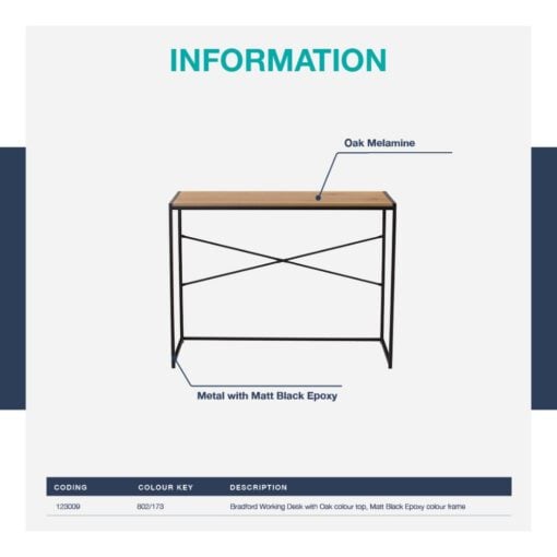 Bragg Bradford Student Office Desk Information