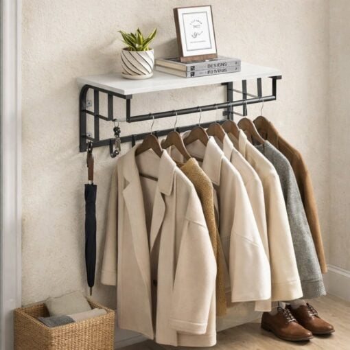 Bragg Havana Wall Mounted Coat Rack, White