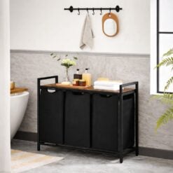 Bragg Kingston Laundry Basket with Three Removable Bags, Brown/Black