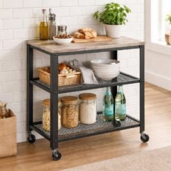 Bragg London Rustic Kitchen Trolley, Greige