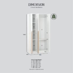 Bragg Mando 3 Door Wardrobe Closet Dimensions