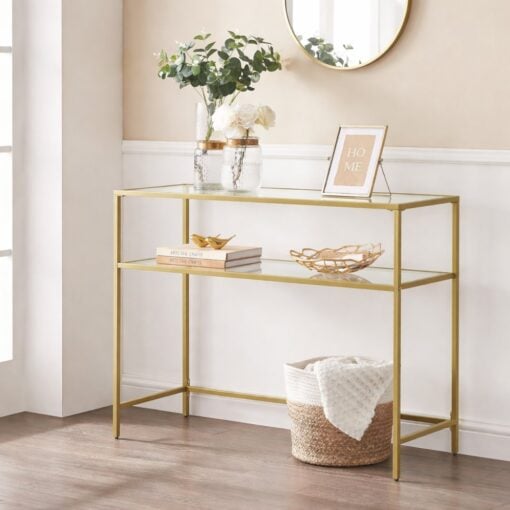 Bragg Manila Two-Tier Glass Console Table, Gold