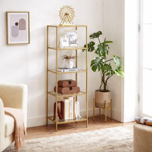 Bragg York 5-Tier Glass Display Table, Gold
