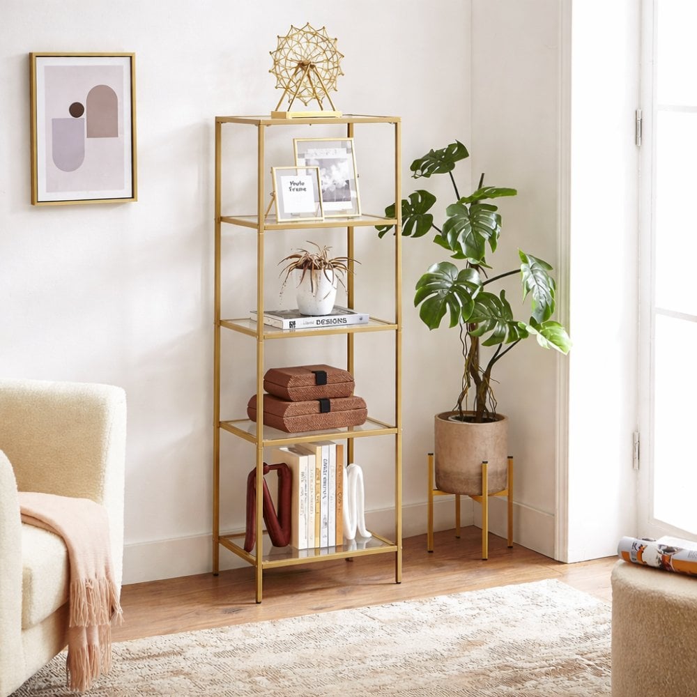 Bragg York 5-Tier Glass Display Table, Gold