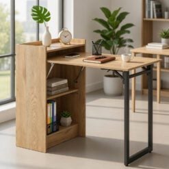 Bragg Essential Foldable Work Desk with Storage Shelves
