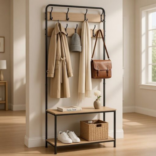 Bragg Essential Hall Tree Coat Rack with Bench