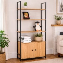 Bragg Essential Storage Bookshelf with Cabinet in Living room