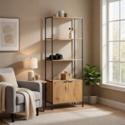Bragg Essential Tall Storage Bookshelf with Cabinet