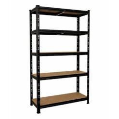 Bragg Heavy-Duty 5-Tier Industrial Steel Storage Shelves, Black (90x40x180cm) Box (5)