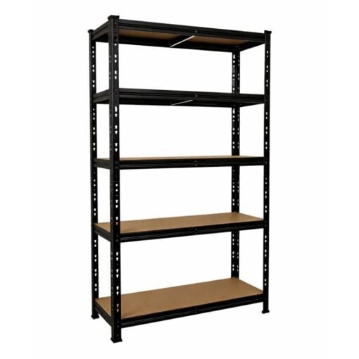 Bragg Heavy-Duty 5-Tier Industrial Steel Storage Shelves, Black (90x40x180cm) Box (5)