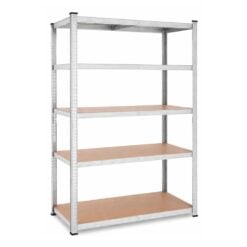 Bragg Heavy-Duty 5-Tier 1.2m Wide Industrial Steel Storage Shelves, Silver