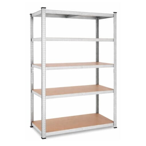 Bragg Heavy-Duty 5-Tier 1.2m Wide Industrial Steel Storage Shelves, Silver