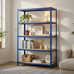 Bragg Heavy-Duty 5-Tier 2m Tall Industrial Steel Storage Shelves, Blue