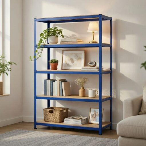 Bragg Heavy-Duty 5-Tier 2m Tall Industrial Steel Storage Shelves, Blue