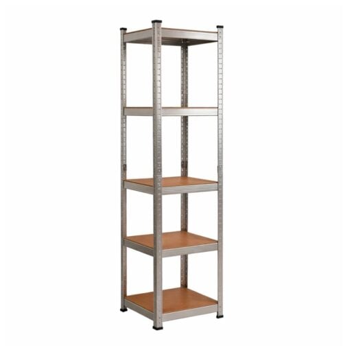 Bragg Heavy-Duty 5-Tier Industrial Steel Storage Shelves, Silver