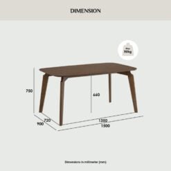 Bragg Acker 6-Seater Dining Table, Dark Oak Dimensions