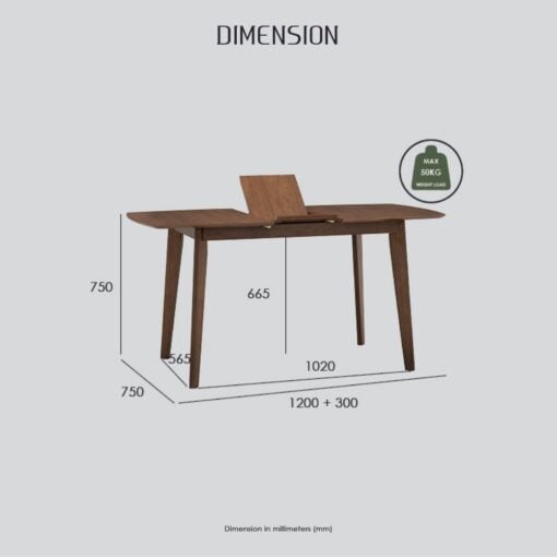 Bragg Arthur Extendable Dining Table, Dark Oak Dimensions