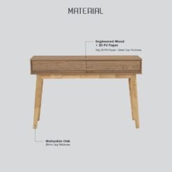 Bragg Hirado Console Table with 2 Drawers, Oak Material