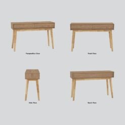 Bragg Hirado Console Table with 2 Drawers, Oak All Angles