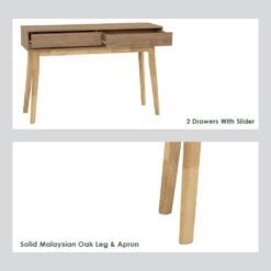 Bragg Hirado Console Table with 2 Drawers, Oak