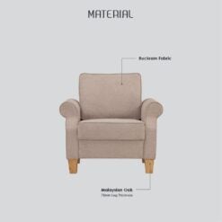 Bragg Impala 1-Seater Armchair Sofa Couch, Beige
