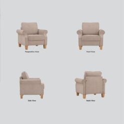 Bragg Impala 1-Seater Armchair Sofa Couch, Beige All Sides