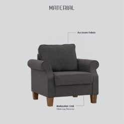 Bragg Impala 1-Seater Armchair Sofa Couch, Grey Material