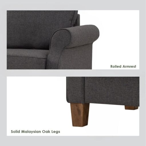 Bragg Impala 1-Seater Armchair Sofa Couch, Grey