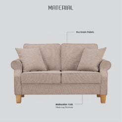 Bragg Impala 2-Seater Sofa Couch with Scatter Cushions, Beige Material