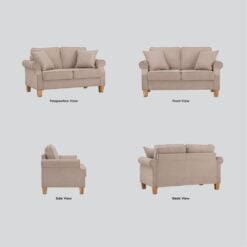 Bragg Impala 2-Seater Sofa Couch with Scatter Cushions, Beige All Sides