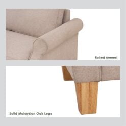 Bragg Impala 2-Seater Sofa Couch with Scatter Cushions, Beige