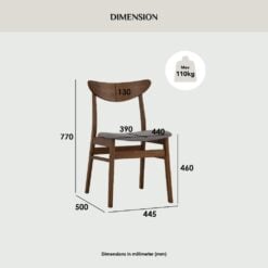 Bragg Macy Dining Chairs, Set of 2, Brown Grey Dimensions