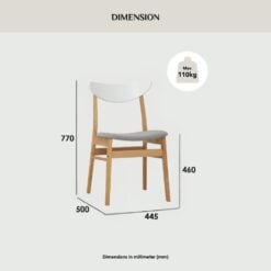 Bragg Macy Dining Chairs, Set of 2, Oak White Grey Dimensions