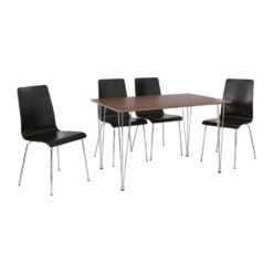 Bragg Mizell 4-Seater Dining Table and Chairs Set 5-Piece Walnut Black