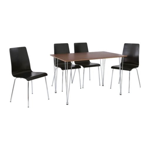 Bragg Mizell 4-Seater Dining Table and Chairs Set 5-Piece Walnut Black