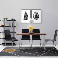 Bragg Mizell 4-Seater Dining Table and Chairs Set 5-Piece Walnut Black