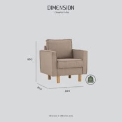 Bragg Nexon 1-Seater Armchair Sofa Couch, Beige Dimensions
