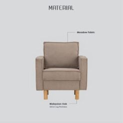 Bragg Nexon 1-Seater Armchair Sofa Couch, Beige Material