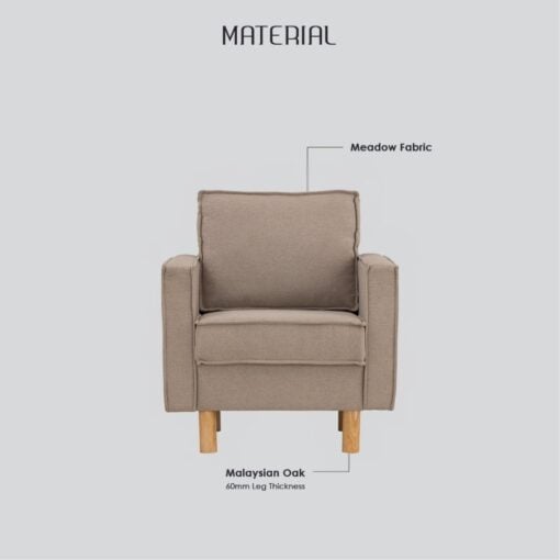 Bragg Nexon 1-Seater Armchair Sofa Couch, Beige Material
