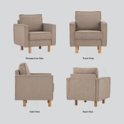 Bragg Nexon 1-Seater Armchair Sofa Couch, Beige