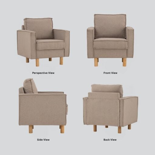 Bragg Nexon 1-Seater Armchair Sofa Couch, Beige