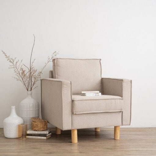 Bragg Nexon 1-Seater Armchair Sofa Couch, Beige