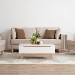 Bragg Nexon 3-Seater Sofa Couch with Scatter Cushions, Beige