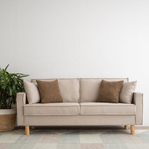 Bragg Nexon 3-Seater Sofa Couch with Scatter Cushions, Beige