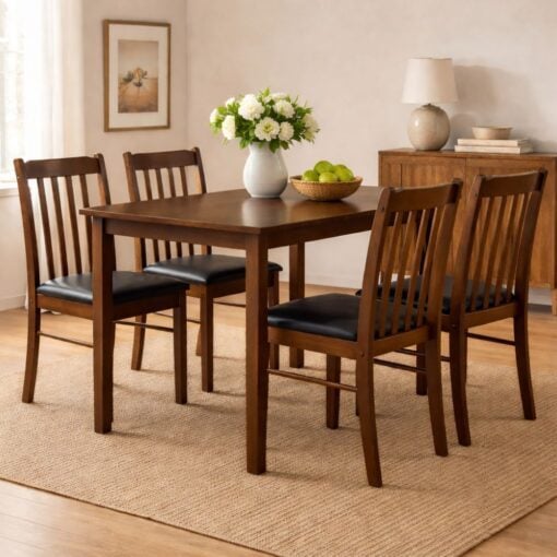 Bragg Faye 4-Seater Dining Table and Chairs Set, 5-Piece, Dark Oak