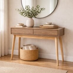Bragg Hirado Console Table with 2 Drawers, Oak