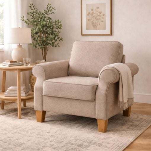Bragg Impala 1-Seater Armchair Sofa Couch, Beige