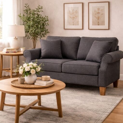 Bragg Impala 2-Seater Sofa Couch with Scatter Cushions, Grey
