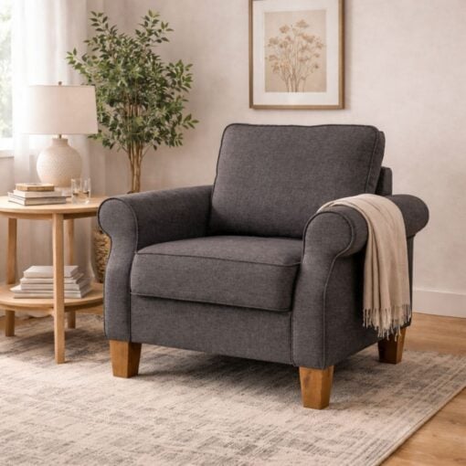 Bragg Impala 1-Seater Armchair Sofa Couch, Grey